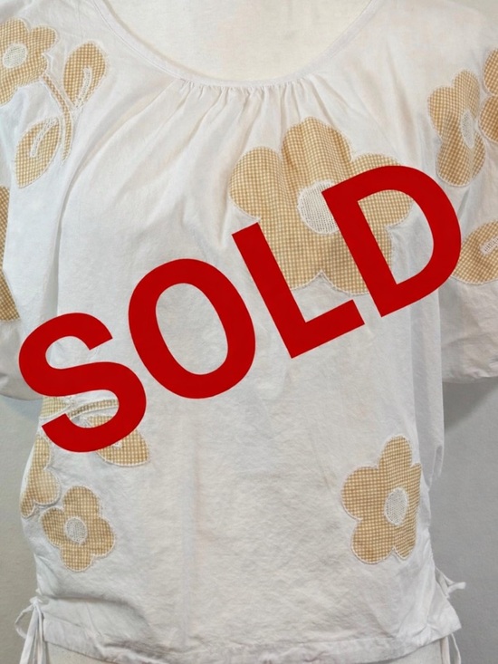 Madewell Tops - ✨SOLD✨Madewell White Floral Appliqué Puff Sleeve Poplin Top Size Large